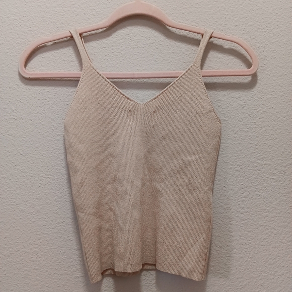 UZ Ribbed Tank Small V Neck Stretchy Brown - Picture 2 of 9